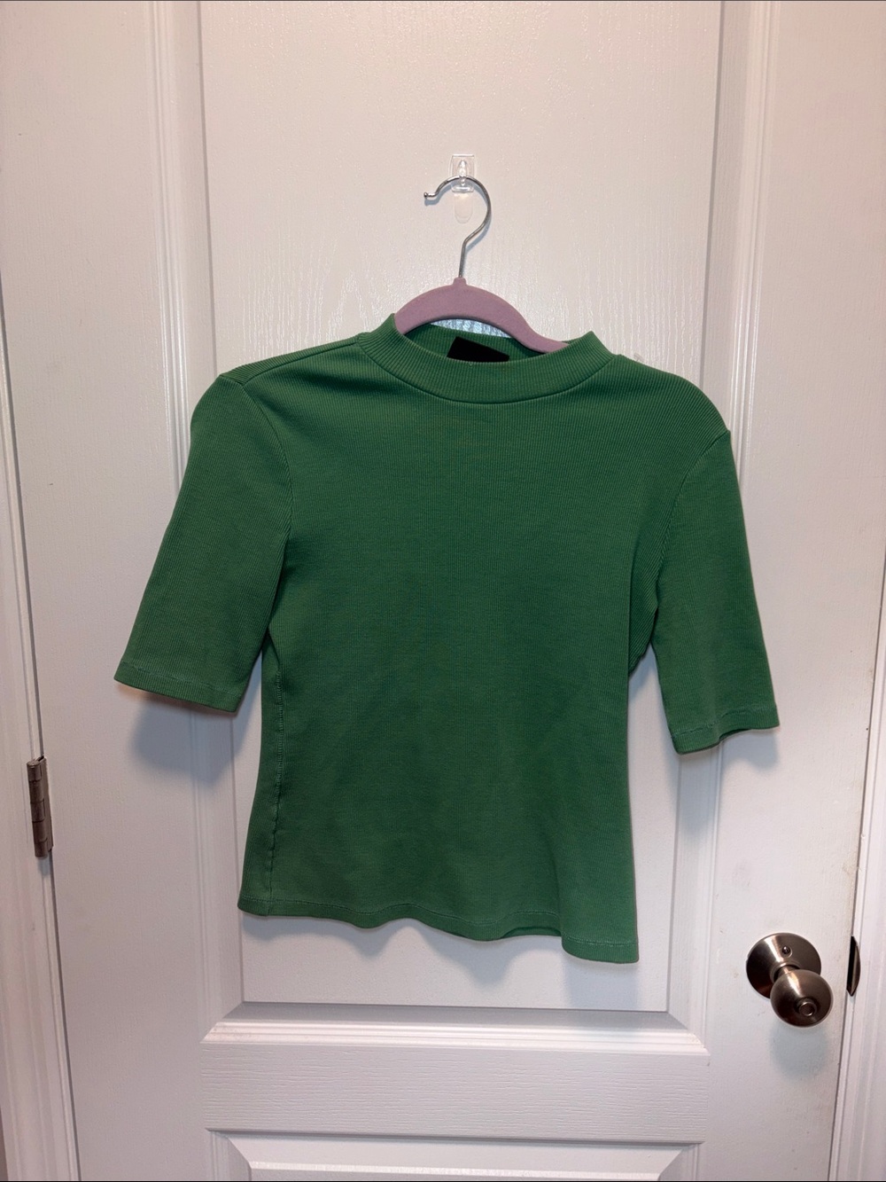 Mauve Green Ribbed Short-Sleeve Tee
